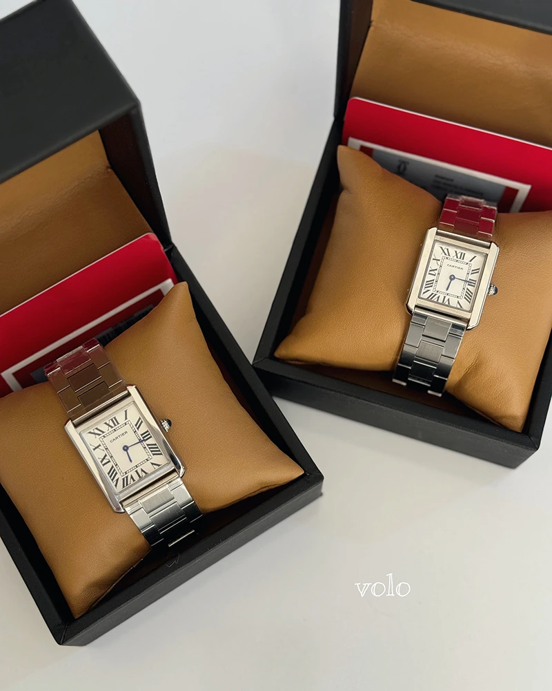 ساعت مردانه و زنانه کارتیه تانک فلزی / cartier tank metalic - Image 5
