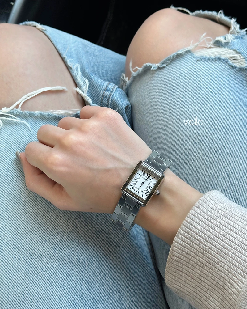 ساعت مردانه و زنانه کارتیه تانک فلزی / cartier tank metalic - Image 2